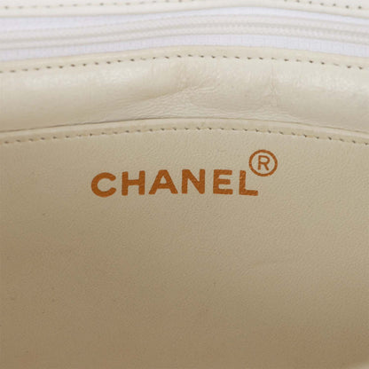 Chanel Vintage Medium Diana Flap Bag White and Black Lambskin Gold Hardware