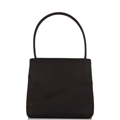 Chanel Vintage Mini Kelly Bag Black Satin Gold Hardware