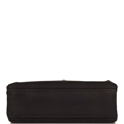 Chanel Vintage Mini Kelly Bag Black Satin Gold Hardware