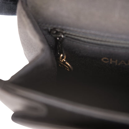 Chanel Vintage Mini Kelly Bag Black Satin Gold Hardware