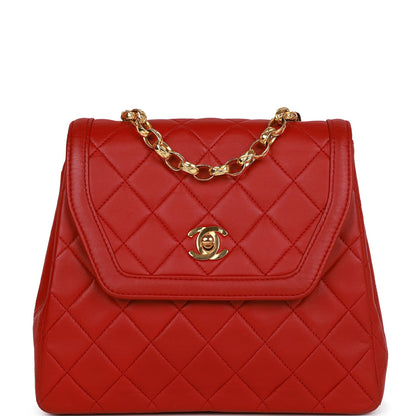 Chanel Vintage Trapeze Flap Bag Red Lambskin Gold Hardware