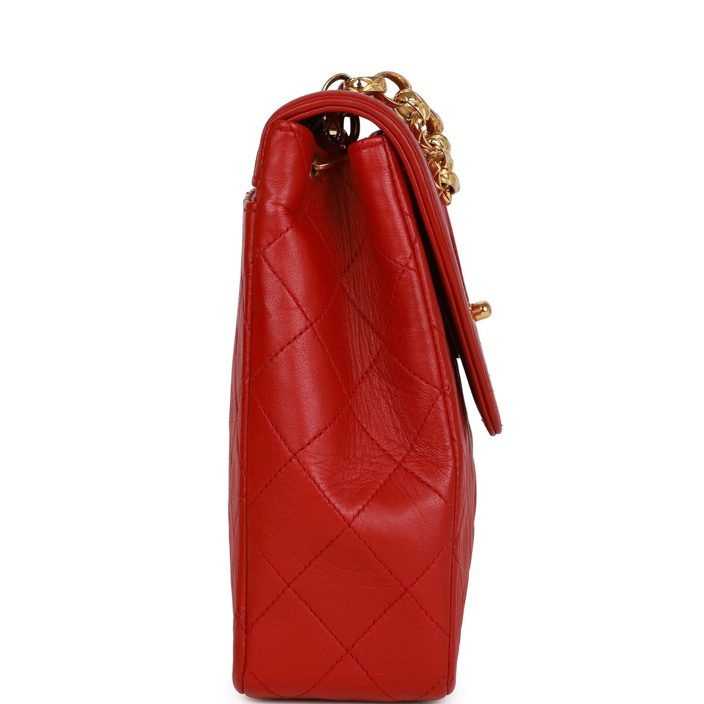 Chanel Vintage Trapeze Flap Bag Red Lambskin Gold Hardware