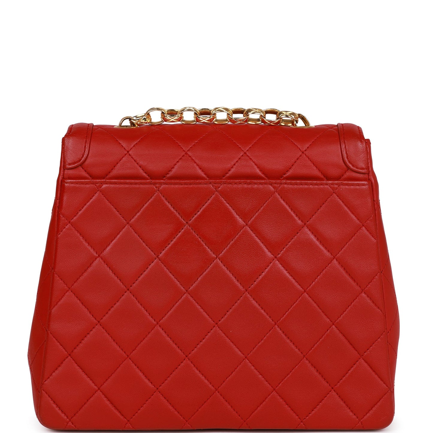 Chanel Vintage Trapeze Flap Bag Red Lambskin Gold Hardware