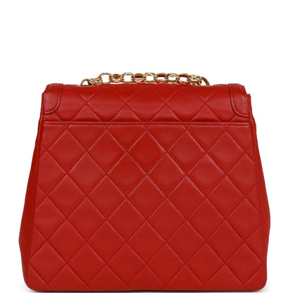 Chanel Vintage Trapeze Flap Bag Red Lambskin Gold Hardware