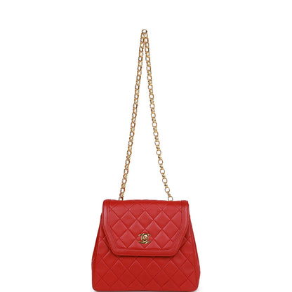 Chanel Vintage Trapeze Flap Bag Red Lambskin Gold Hardware