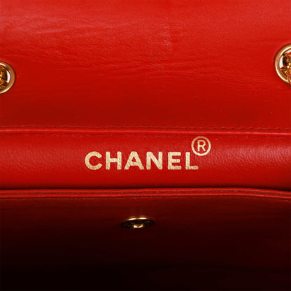 Chanel Vintage Trapeze Flap Bag Red Lambskin Gold Hardware