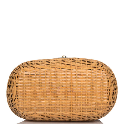 Chanel Vintage Basket Bag Denim and Wicker Gold Hardware
