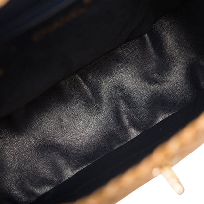 Chanel Vintage Basket Bag Denim and Wicker Gold Hardware