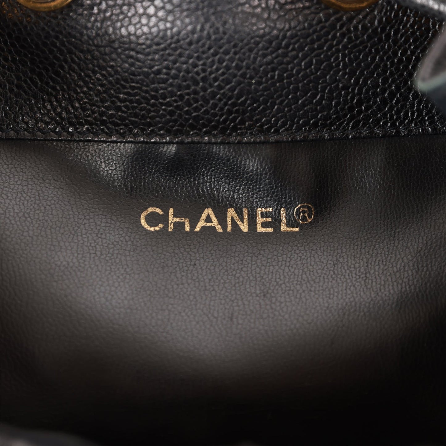 Chanel Vintage CC Bucket Bag Black Caviar Gold Hardware