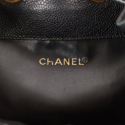 Chanel Vintage CC Bucket Bag Black Caviar Gold Hardware