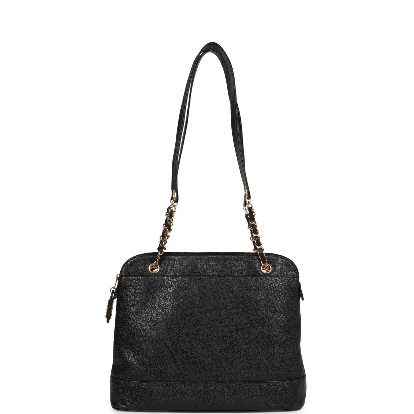 Chanel Vintage Triple CC Tote Bag Black Caviar Gold Hardware