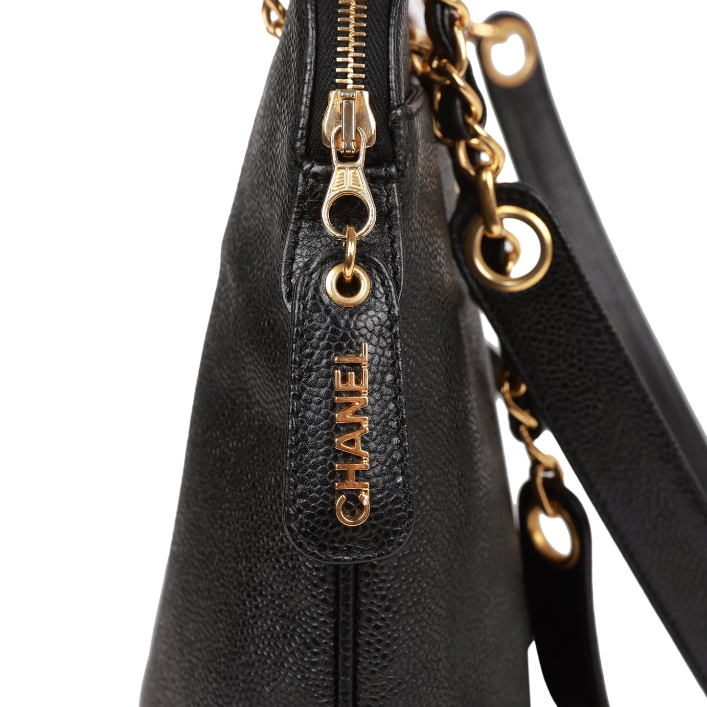 Chanel Vintage Triple CC Tote Bag Black Caviar Gold Hardware