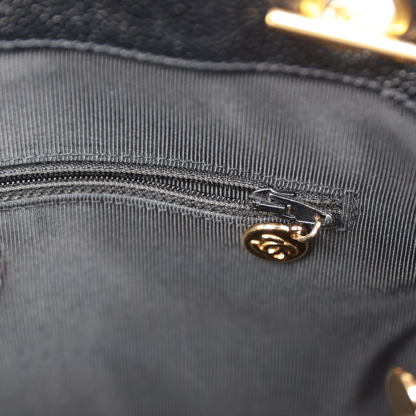 Chanel Vintage Triple CC Tote Bag Black Caviar Gold Hardware
