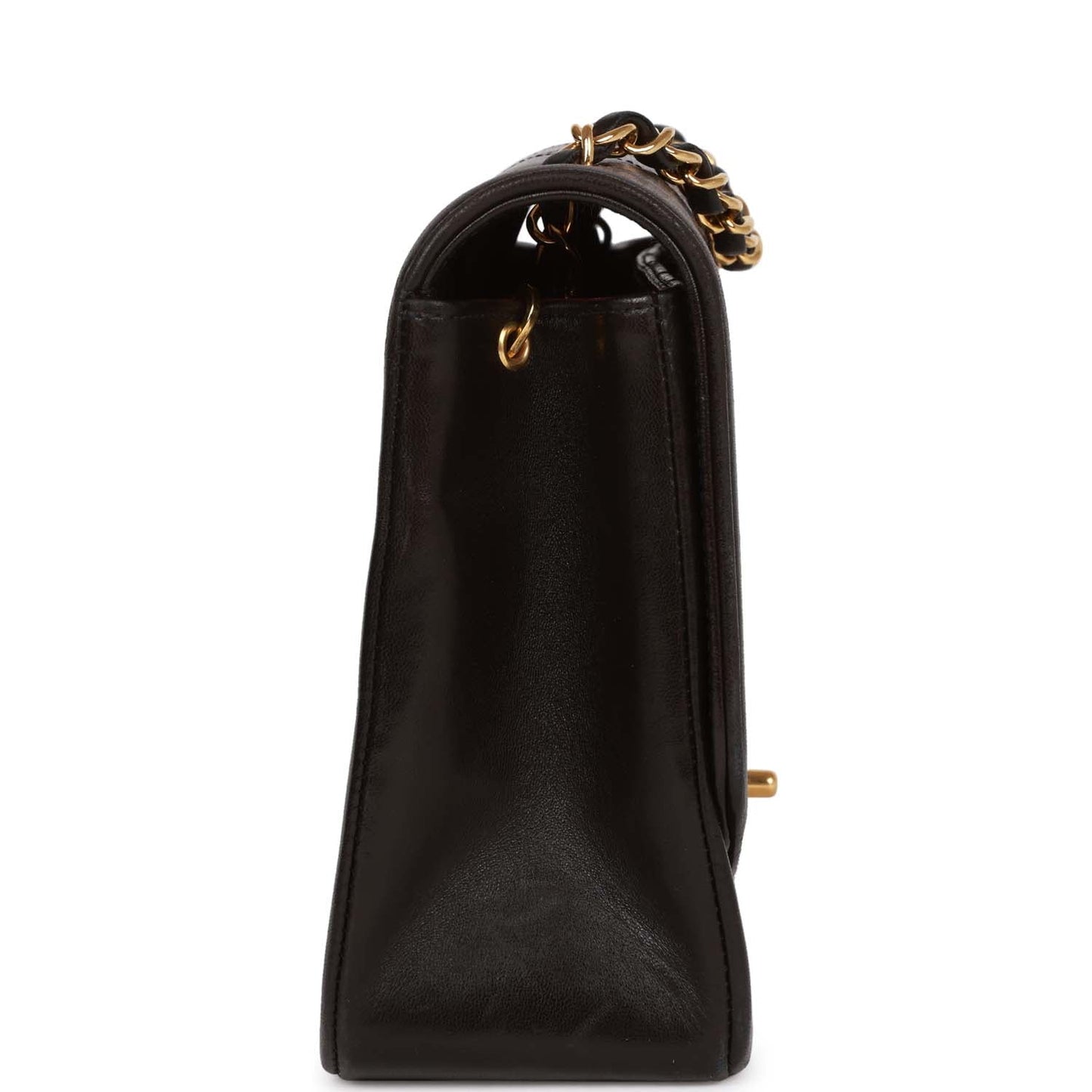 Chanel Vintage Medium Diana Flap Bag Black Quilted Lambskin Gold Hardware