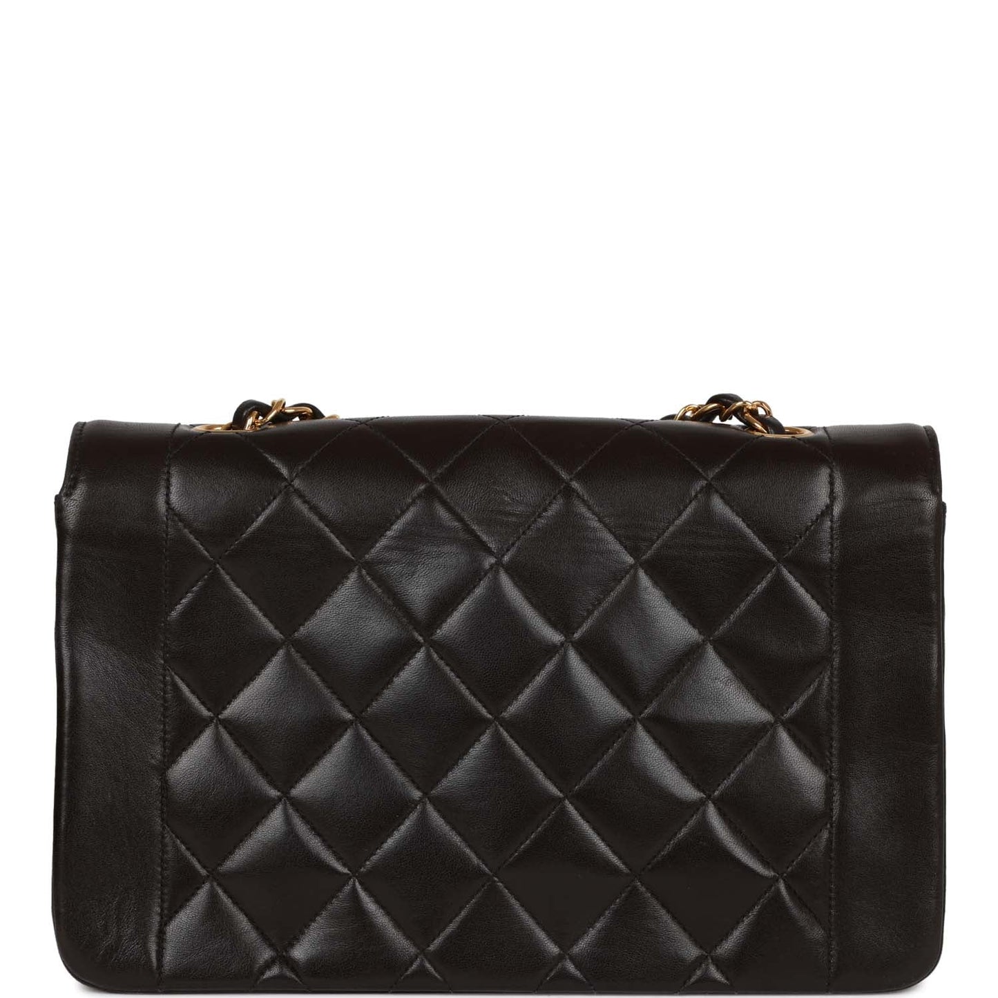 Chanel Vintage Medium Diana Flap Bag Black Quilted Lambskin Gold Hardware