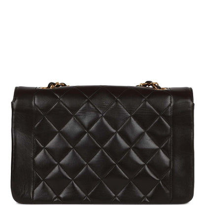 Chanel Vintage Medium Diana Flap Bag Black Quilted Lambskin Gold Hardware