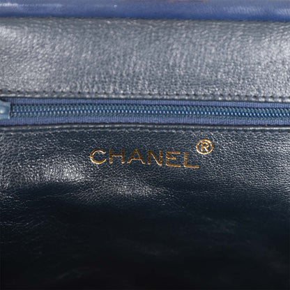 Chanel Vintage Frame Tassel Bag Navy Satin Gold Hardware