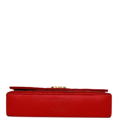Chanel Vintage Small Flap Bag Red Satin Gold Hardware