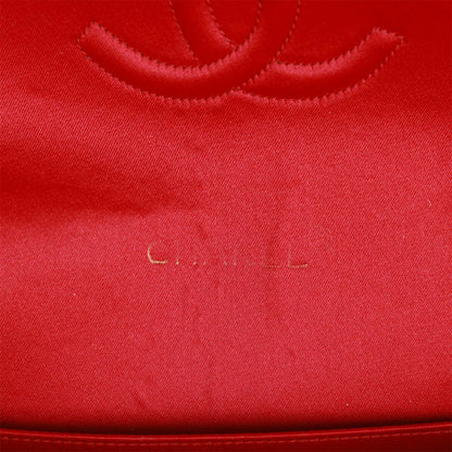 Chanel Vintage Small Flap Bag Red Satin Gold Hardware
