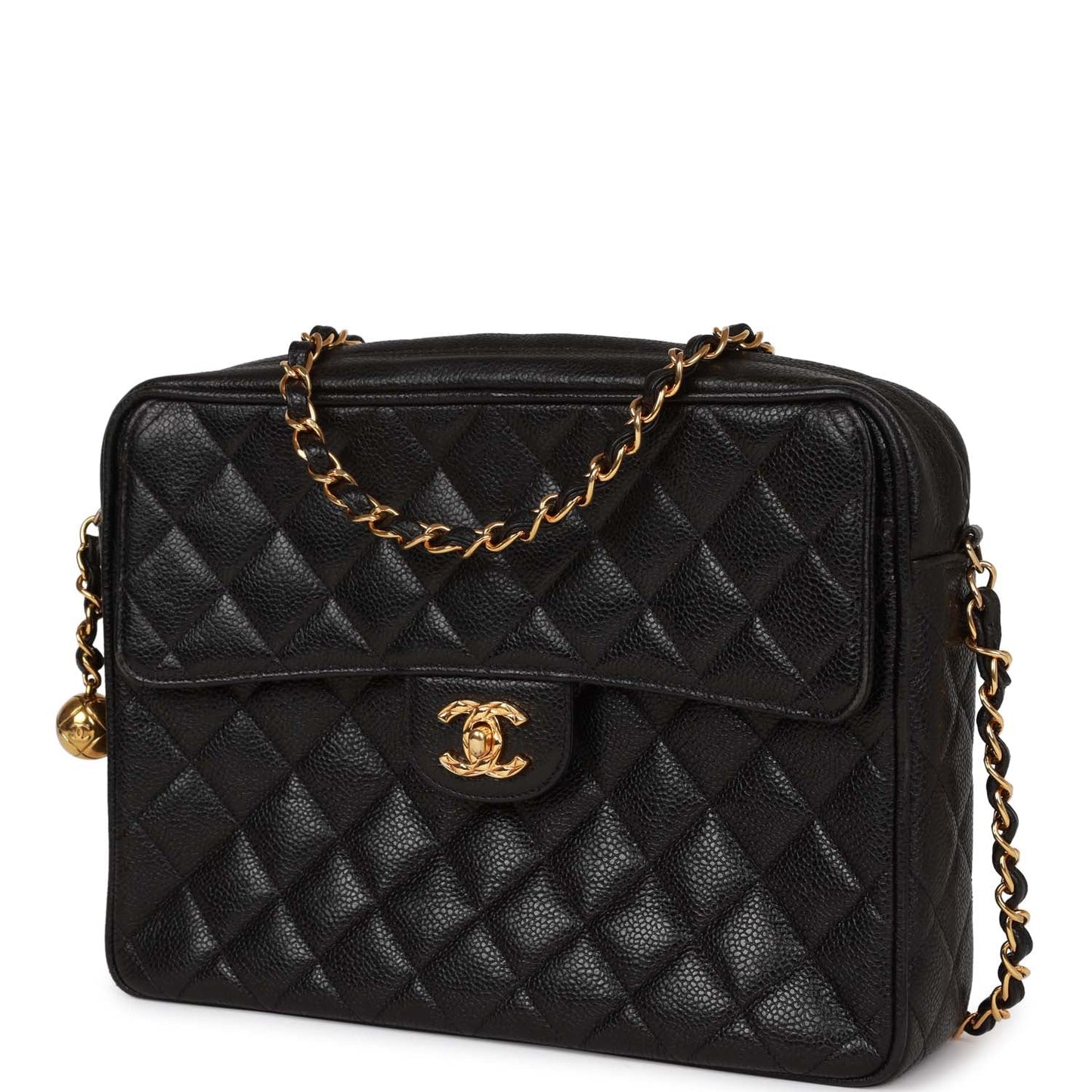Chanel Vintage Camera Bag Black Caviar Gold Hardware