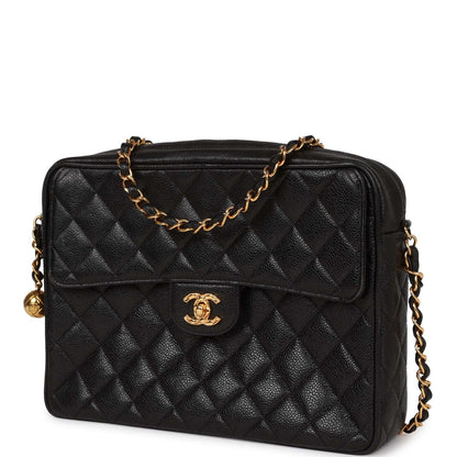 Chanel Vintage Camera Bag Black Caviar Gold Hardware