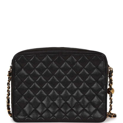 Chanel Vintage Camera Bag Black Caviar Gold Hardware