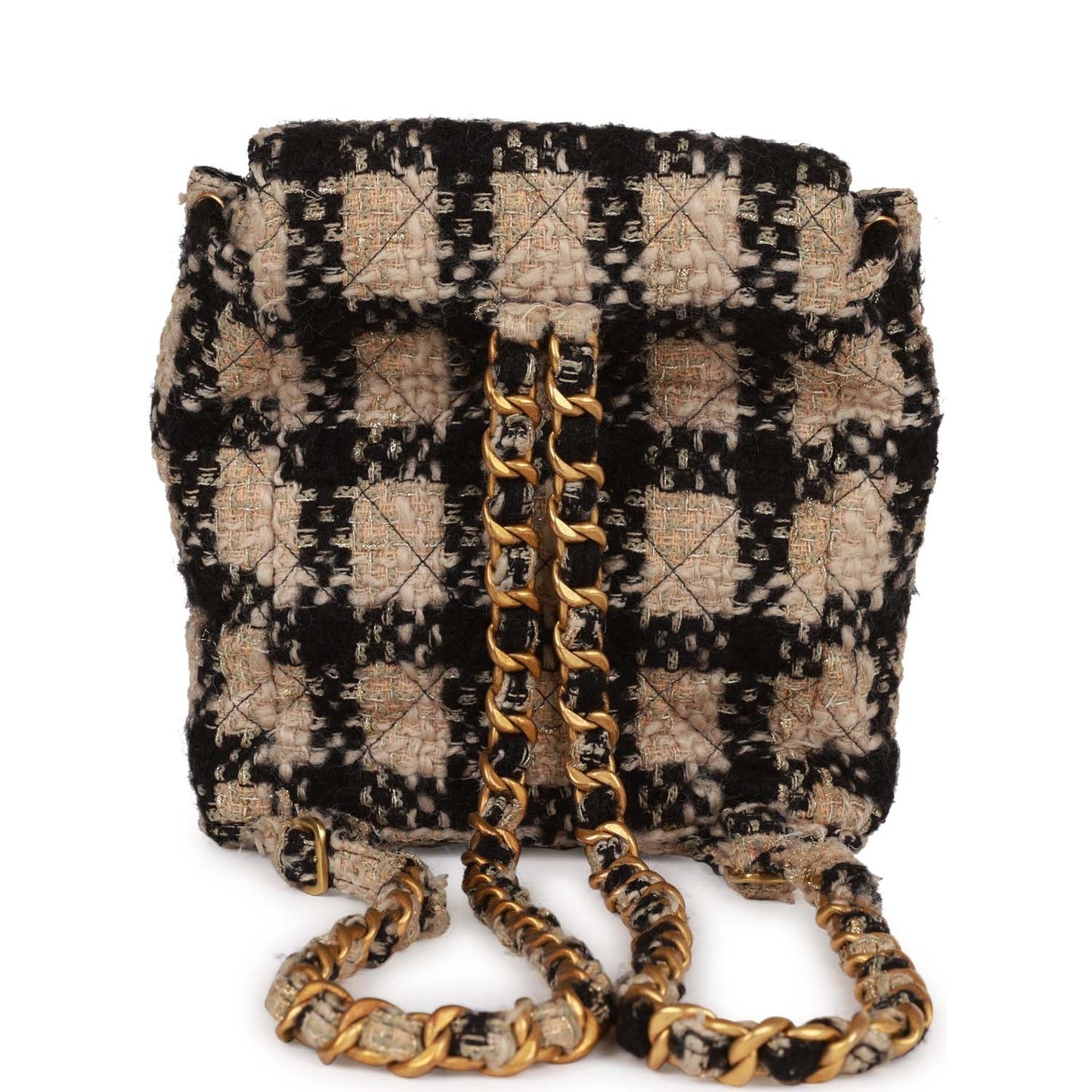 Chanel Vintage Duma Backpack Beige and Black Tweed Gold Hardware