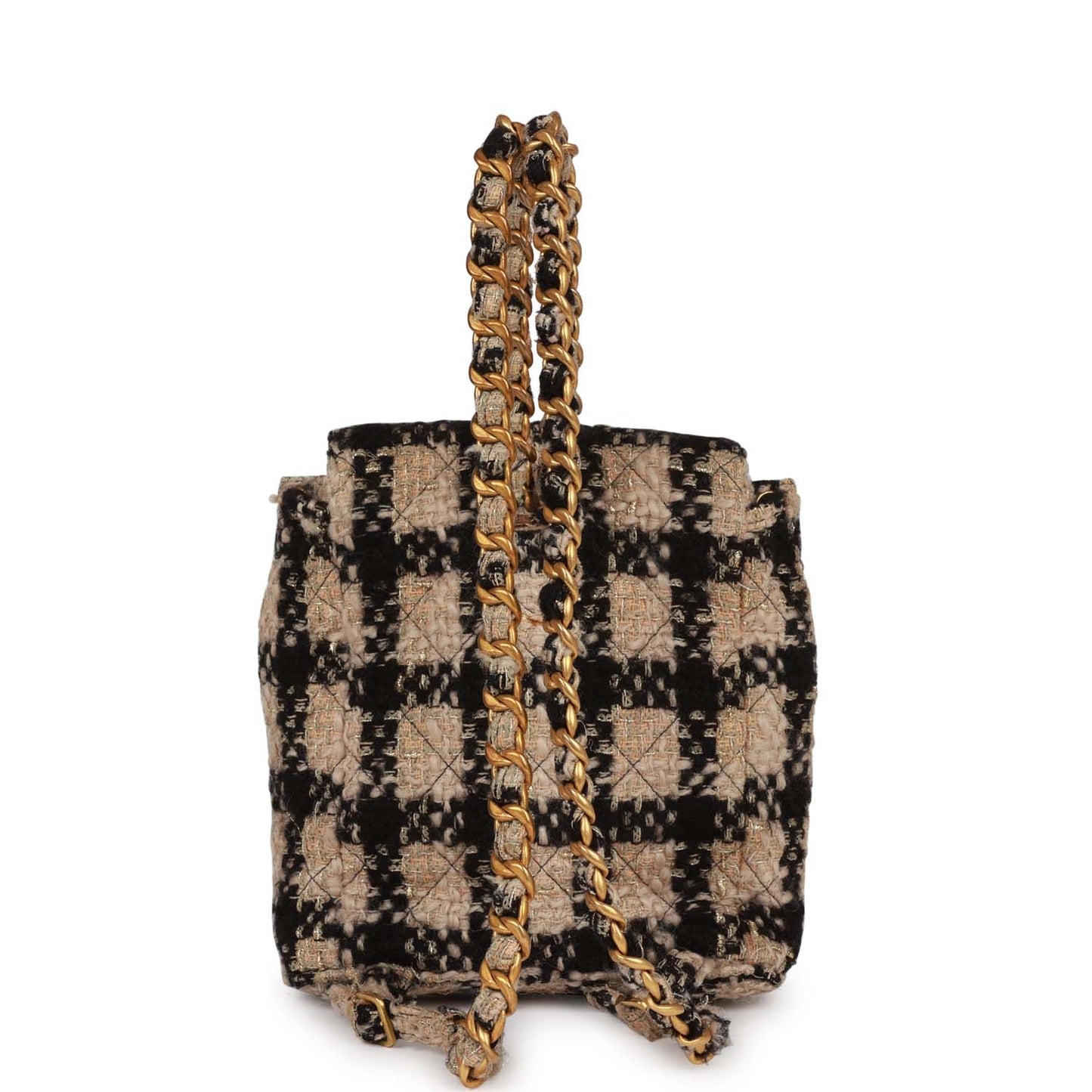 Chanel Vintage Duma Backpack Beige and Black Tweed Gold Hardware