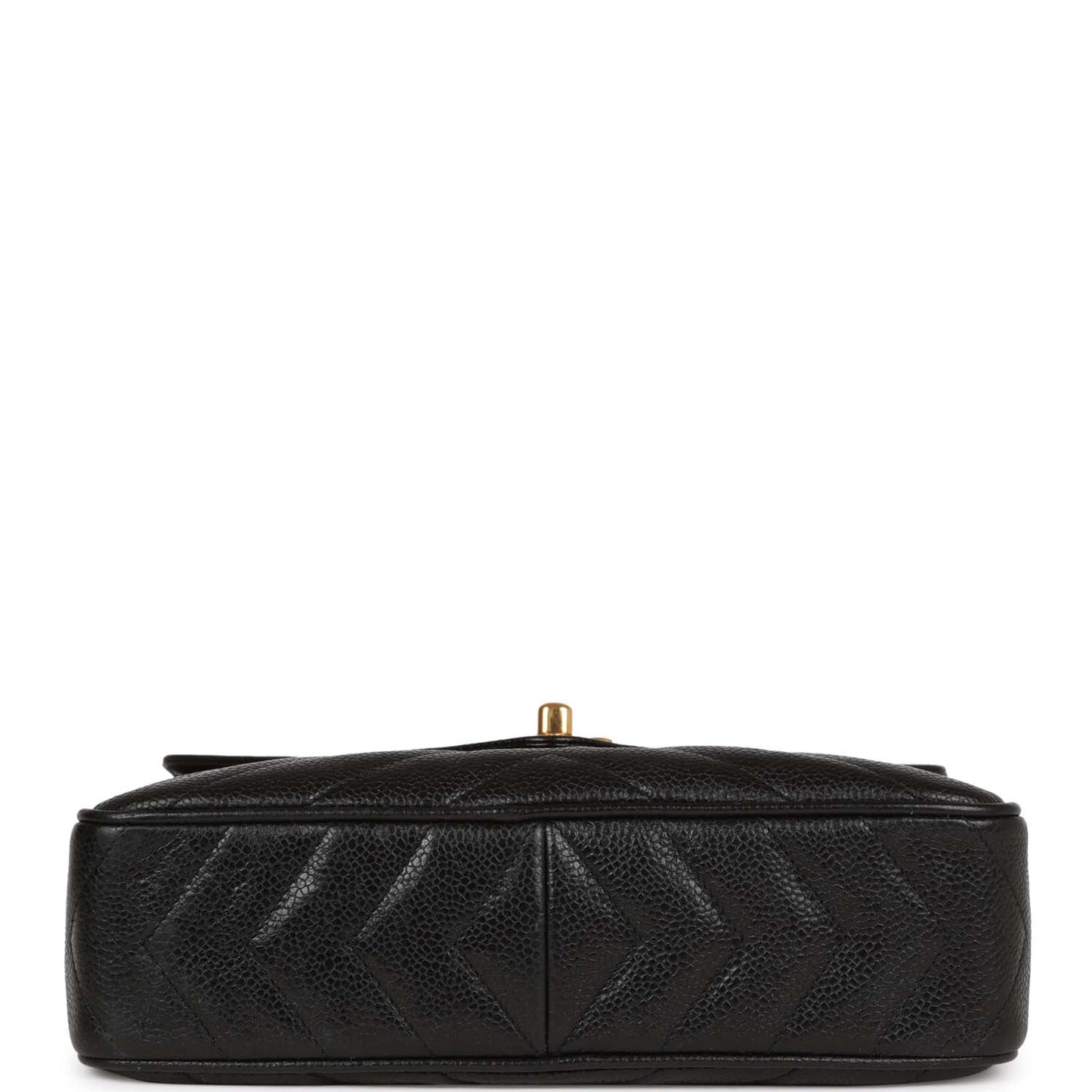 Chanel Vintage Small Chevron Tassel Camera Bag Black Caviar Gold Hardware