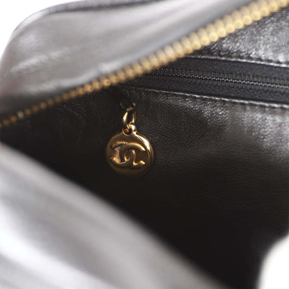 Chanel Vintage Small Chevron Tassel Camera Bag Black Caviar Gold Hardware