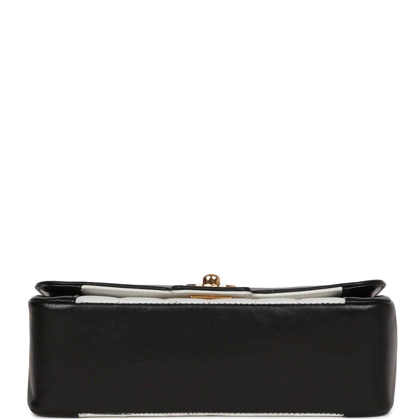 Chanel Vintage Mini Mademoiselle Bag Black and White Lambskin Gold Hardware
