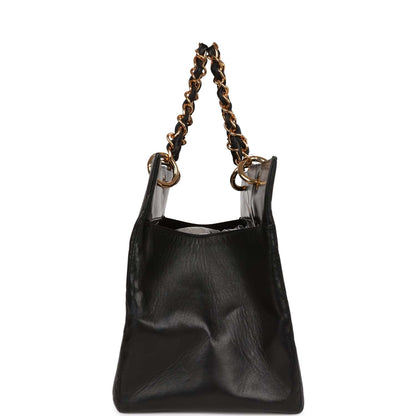 Chanel Vintage Grand CC Timeless Tote Bag Black Lambskin Gold Hardware