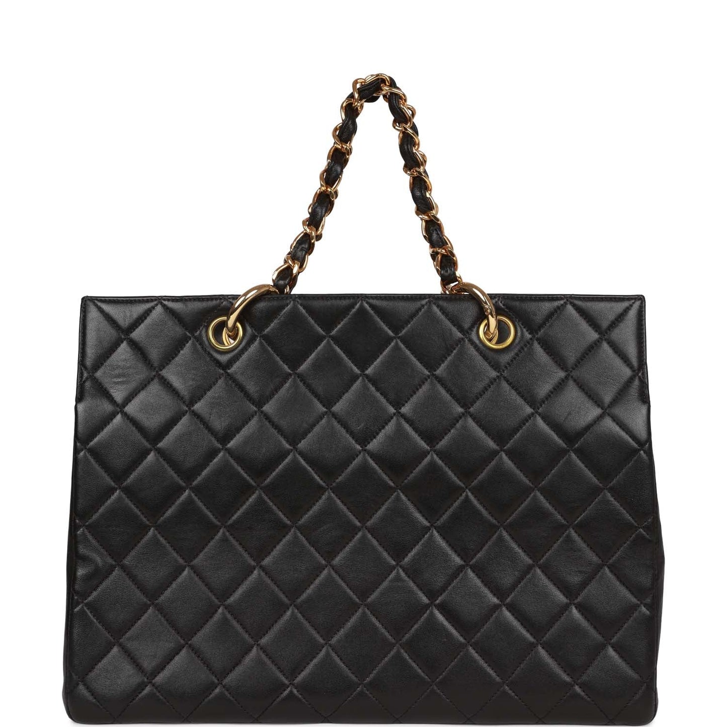 Chanel Vintage Grand CC Timeless Tote Bag Black Lambskin Gold Hardware