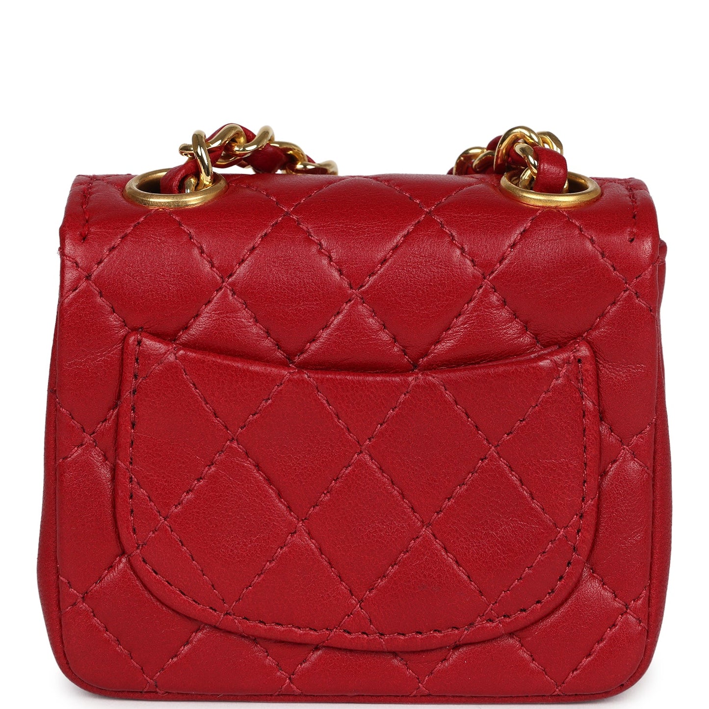 Chanel Vintage Micro Belt Flap Bag Red Lambskin Gold Hardware