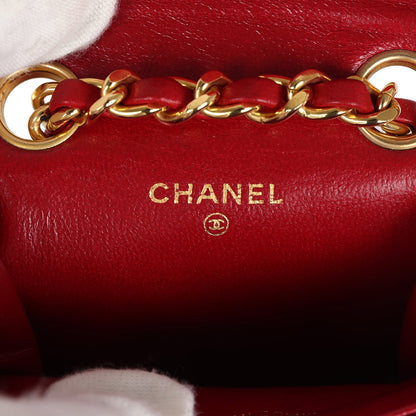 Chanel Vintage Micro Belt Flap Bag Red Lambskin Gold Hardware