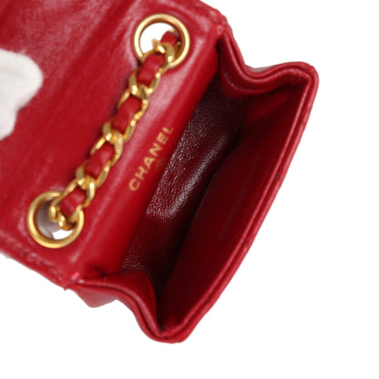 Chanel Vintage Micro Belt Flap Bag Red Lambskin Gold Hardware