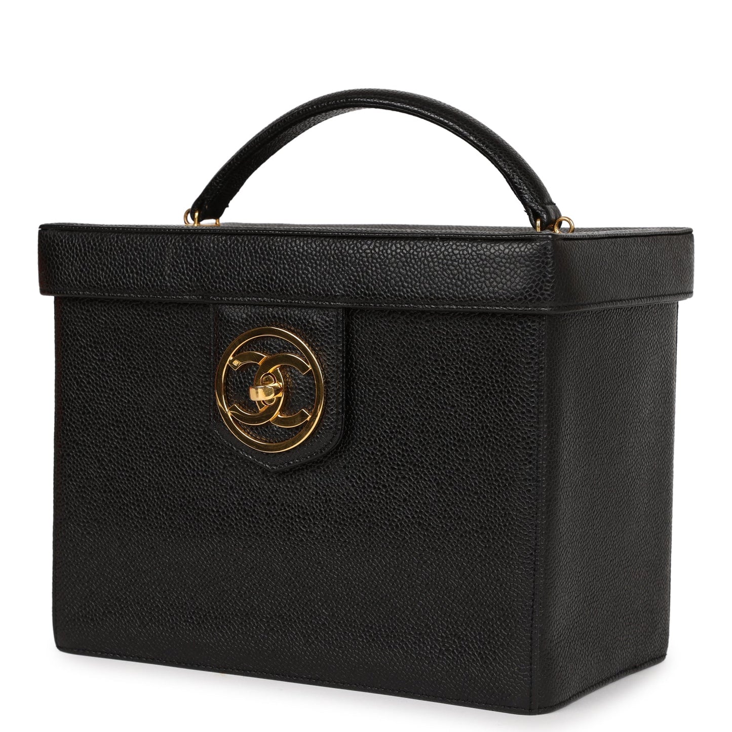 Chanel Vintage Large Vanity Bag Black Caviar Gold Hardware