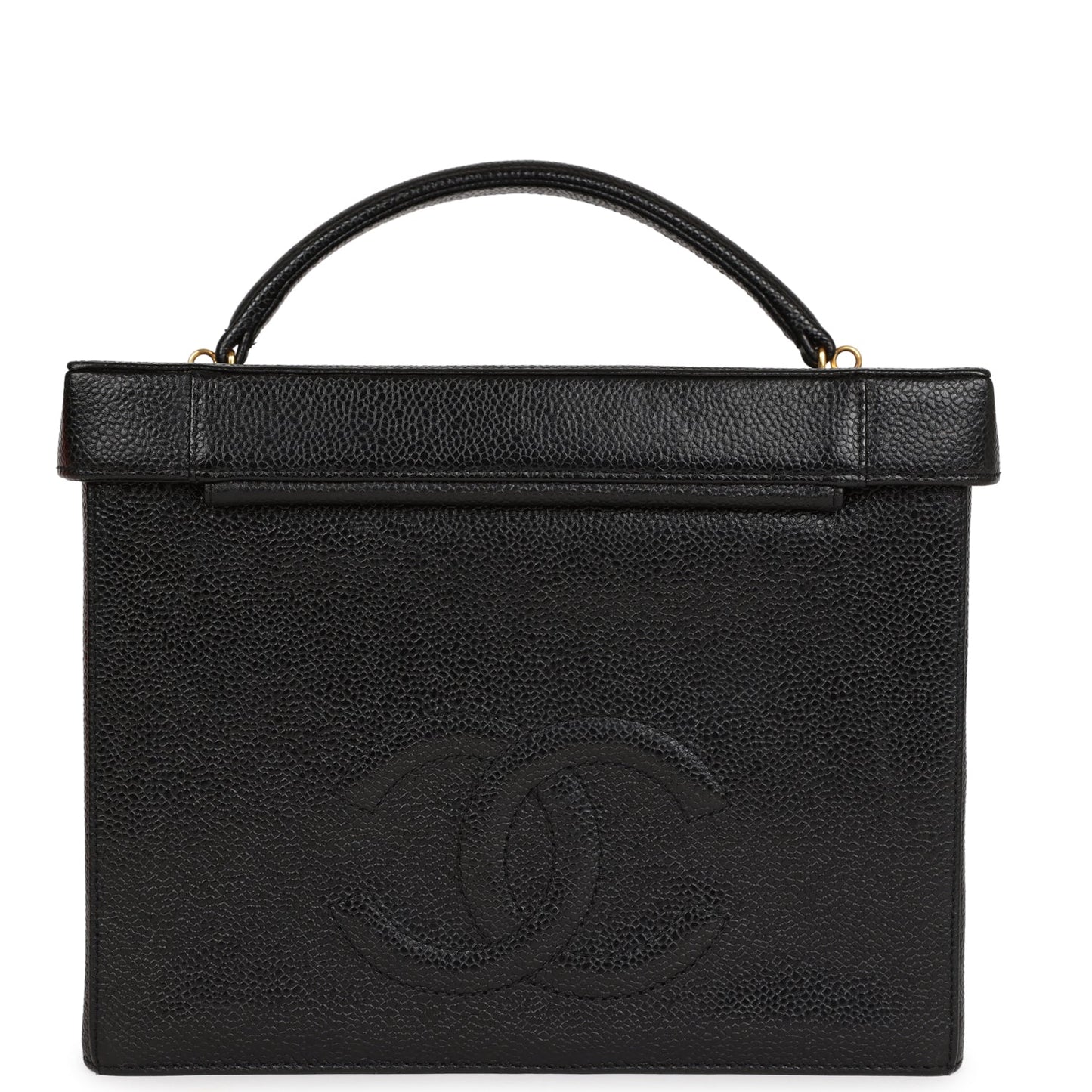 Chanel Vintage Large Vanity Bag Black Caviar Gold Hardware