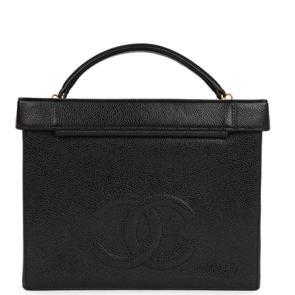 Chanel Vintage Large Vanity Bag Black Caviar Gold Hardware