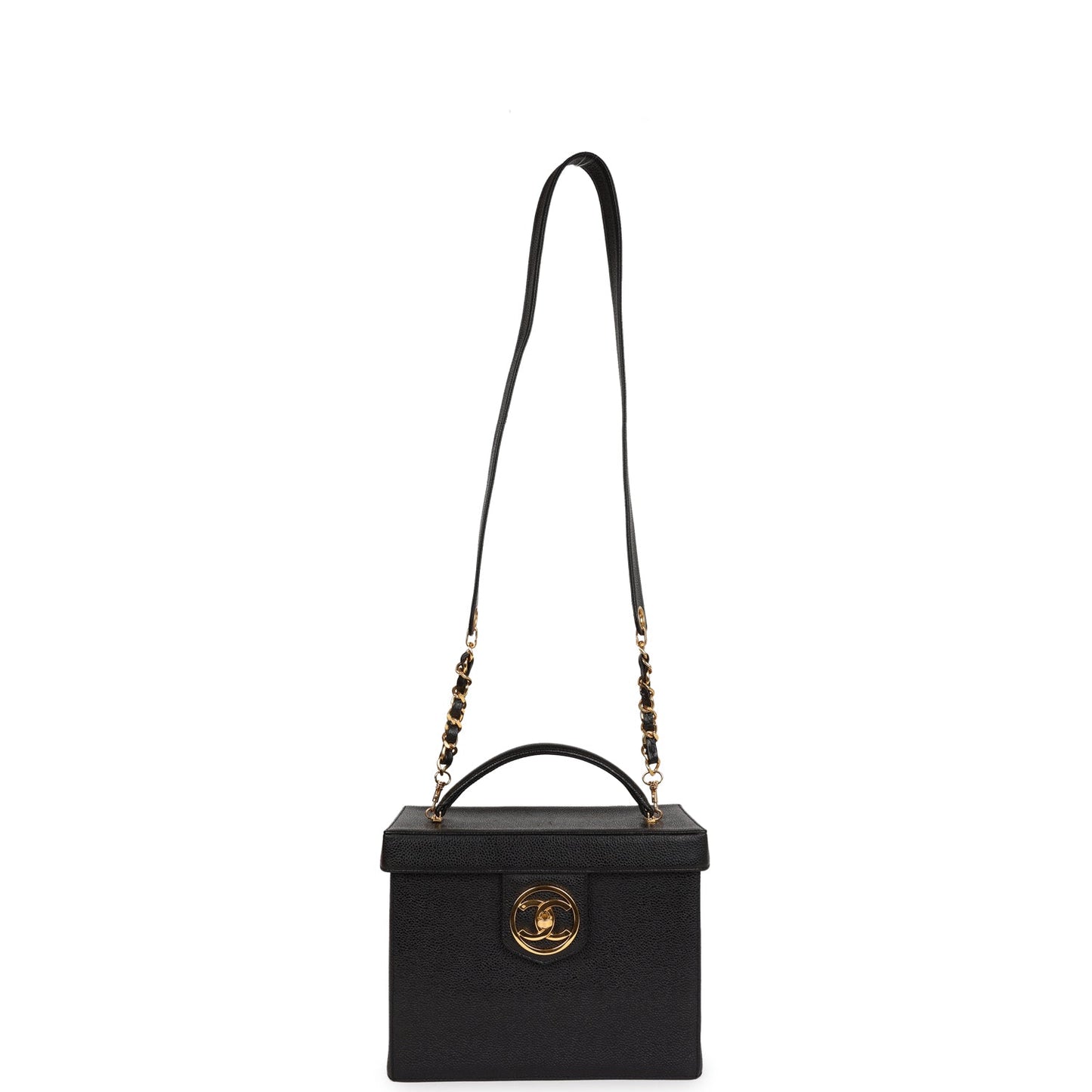 Chanel Vintage Large Vanity Bag Black Caviar Gold Hardware