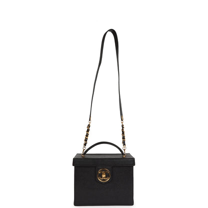 Chanel Vintage Large Vanity Bag Black Caviar Gold Hardware