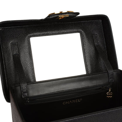 Chanel Vintage Large Vanity Bag Black Caviar Gold Hardware