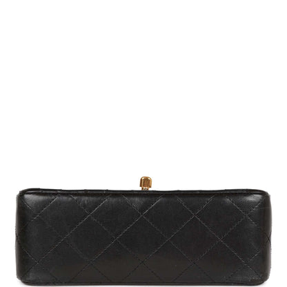 Chanel Vintage Mini Flap Chain Handle Bag Black Lambskin Gold Hardware