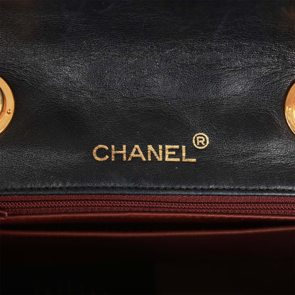 Chanel Vintage Mini Flap Chain Handle Bag Black Lambskin Gold Hardware