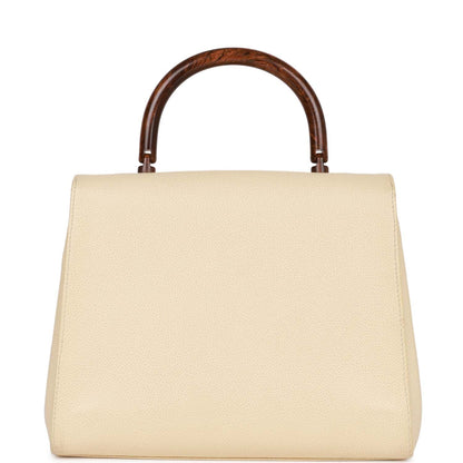 Chanel Vintage Wood Top Handle Kelly Ivory Caviar