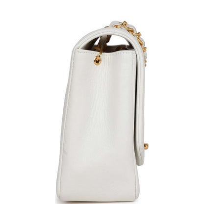 Chanel Vintage Medium Diana Flap Bag White Lambskin Gold Hardware