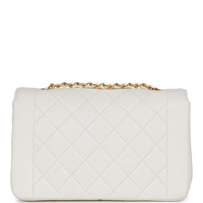 Chanel Vintage Medium Diana Flap Bag White Lambskin Gold Hardware