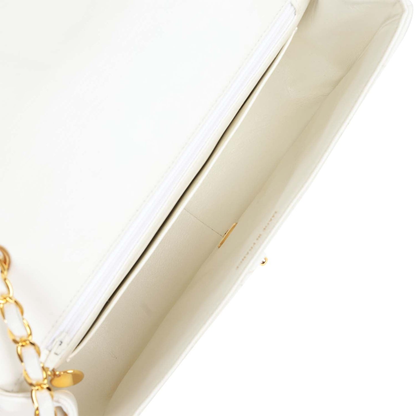 Chanel Vintage Medium Diana Flap Bag White Lambskin Gold Hardware