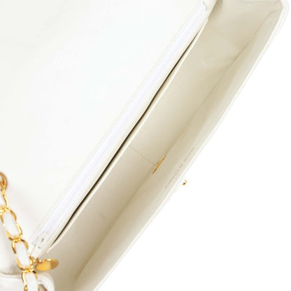 Chanel Vintage Medium Diana Flap Bag White Lambskin Gold Hardware