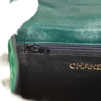 Chanel Vintage Mini Camellia Flap Bag Green Satin Gold Hardware